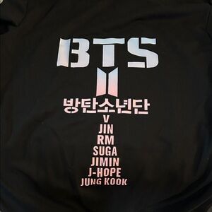 Black BTS Hoodie with Pink and White Logo